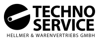 Logo Techno-Service: linke Bildhälfte stillisierte Müllsackrolle, rechts Firmenschriftzug